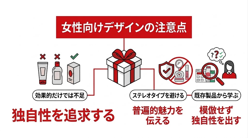 女性向けのパッケージデザイン注意点画像