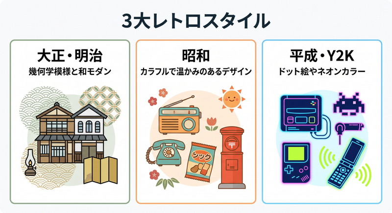 3大レトロスタイルの特徴
